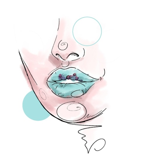 knubbel-nach-russian-lips Eine grafische Darstellung von Lippen nach der Russian-Lips Injektion, die unnatürlich und schmerzhaft angeschwollen sind.