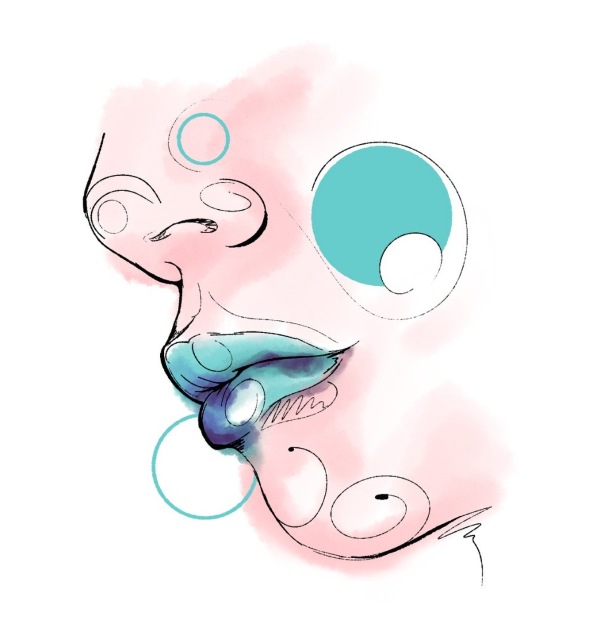 schwellung-nach-russian-lips Eine grafische Darstellung von Lippen nach der Russian-Lips Injektion, die unnatürlich und schmerzhaft angeschwollen sind.
